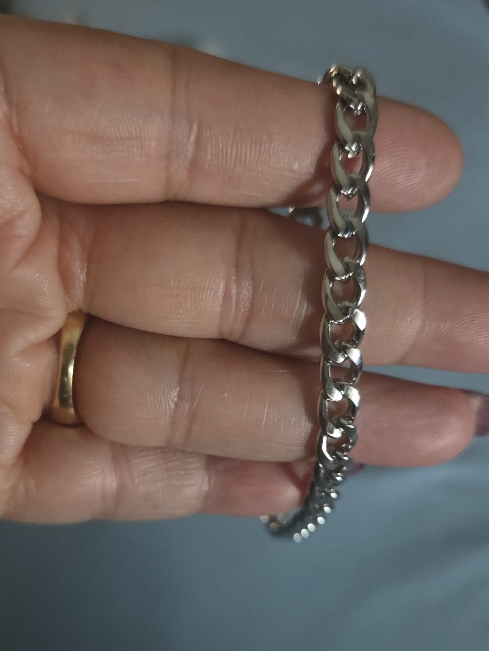 Source Unknown Silver Men’s Curb Chain Bracelet